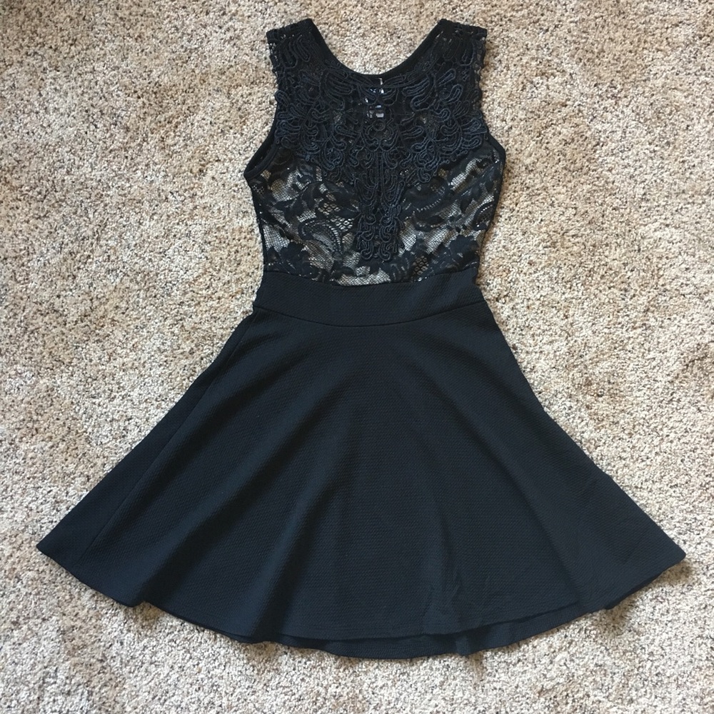 Windsor Lace Top Black Mini Dress